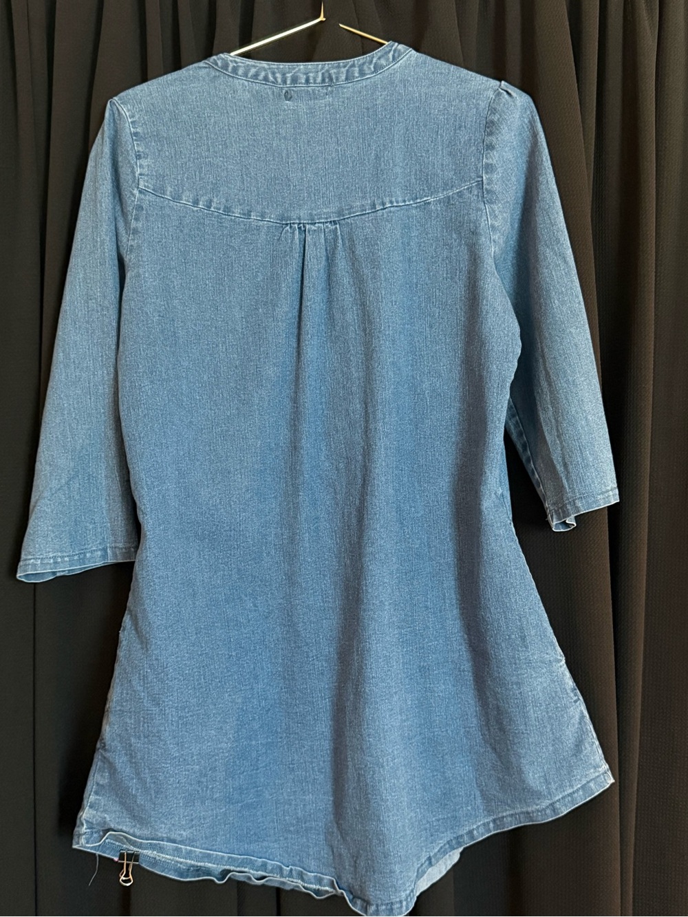 Casual Indigo Denim Tunic Blouse - 3/4 Sleeve - Picture 2 of 2